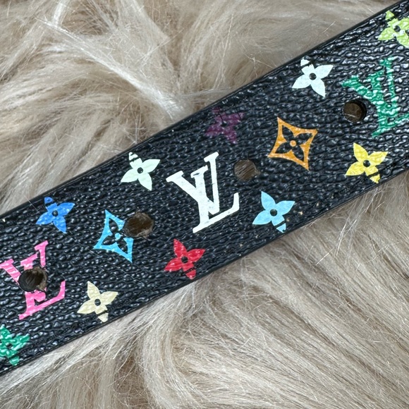 Authentic Louis Vuitton Murakami Black Monogram Belt Size 75 XS - Picture 10 of 13